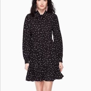 Kate Spade scatter dot shirt dress with tie neck